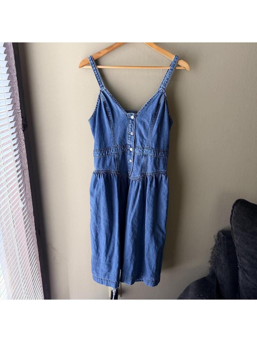 Universal Thread Blue Denim Button-Front Midi Dress